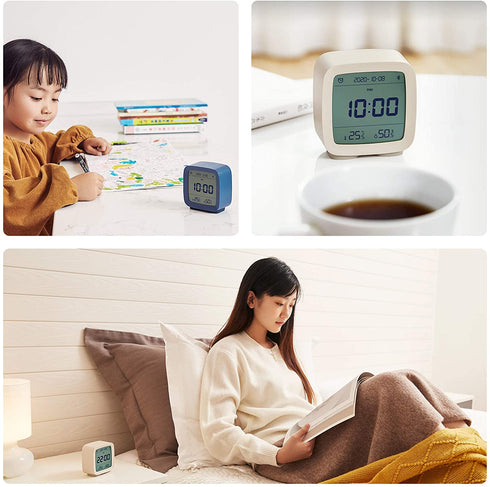 Qingping Smart Bluetooth Digital Alarm Clock with Multiple Alarms, Battery Operated Small Alarm Clock with Temperature and Humidity Display for Bedroom, Easy Settings Through app