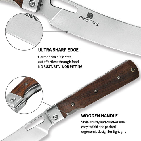 Folding Camping Chef Knife 4.8" Sharp 440A Stainless Steel Blade Japanese Style Pocket Folding Kitchen Knife Outdoor Cooking Knife