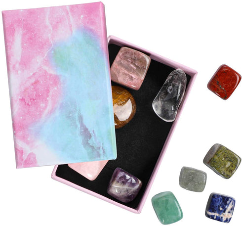 ORNOOU Chakra Stones Healing Crystals Set of 10 - Chakras Balancing, Crystal Therapy, Meditation, Reiki - Chakra Set with Gift Box