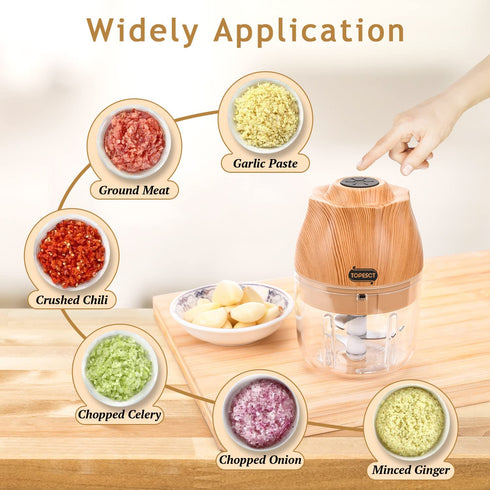 TOPESCT Electric Mini Chopper 250ML-Portable Garlic Grinder,Cordless Small Food Processor with USB Charging for Ginger Onion Vegetable Meat