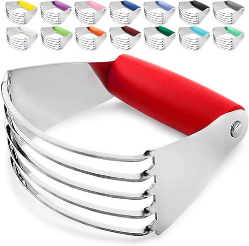 Zulay Kitchen Dough Blender - Stainless Steel Pastry Cutter, Heavy Duty Dough Cutter With Blades, Pastry Blender And Butter Cutter - Pastry Cutter For Baking (Red)