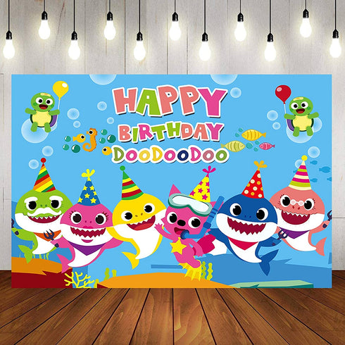 Shark Birthday Party Supplies and Decorations 7X5 FT Photo Backdrop for Boy Girl Baby Shower Kids Bedroom Wall Decor