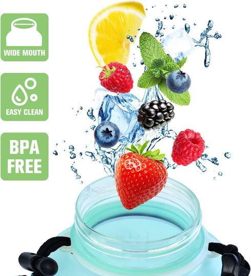 64 OZ Water Bottle Large Half Gallon Water Bottle with Straw, Motivational Water Bottles with Time Marker, Leakproof Tritan Bpa Free Water Jug with Paracord Handle for Fitness,Gym and Outdoor Sports