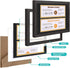 Space Art Deco, 8.5x11 for Business License Frame, Black Over Gold Double Mat with Two 4x9 Business License Openings, Easel Stand, Sawtooth Hanger (Dark Brown Textured)