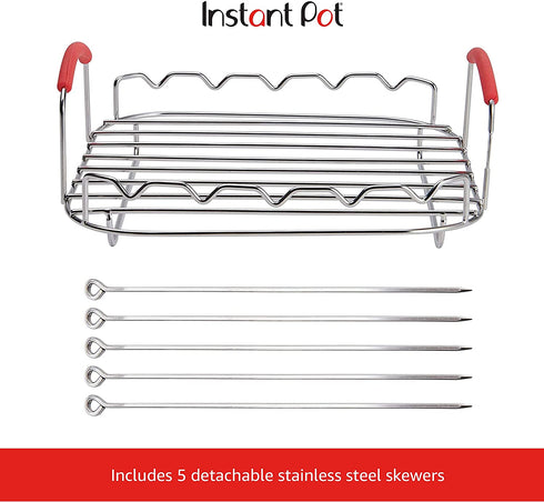 Instant Vortex Official Grill and Lifting Rack with Skewers, 6-Piece, Stainless Steel