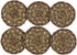 VHC Brands Tea Cabin Jute Coaster Set of 6 Log Cabin Country Rustic Lodge Kitchen Tabletop Design, Moss Green and Deep Red