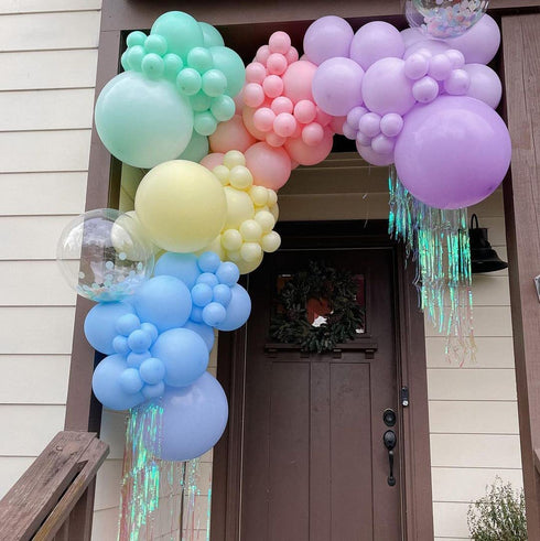 Beaumode DIY Pastel Balloon Garland Kit 104pcs Pastel Balloons for Kids Themed Birthday Backdrop Unicorn Butterfly Garden Cake Smash Photo Shoot Party Decoration Supplies