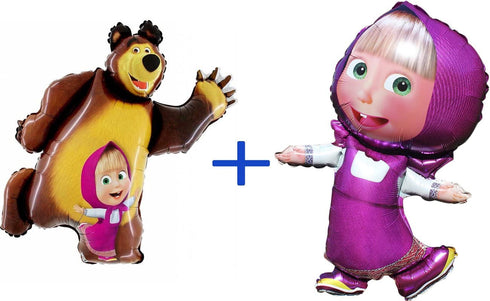 Bright Set of Two Balloons Masha and the Bear, Must Have Accessory for Party Supplies and Birthday Globos Masha y el Oso