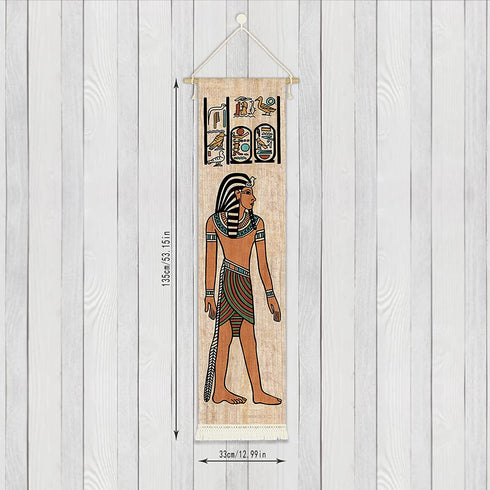 Hanging Canvas Wall Art Painting Ancient Egyptian Scene Tapestry Egypt Religion Historical Mythology Gods and Pharaohs Hieroglyphic Wall Decor Tapestry Decoration For Room (13''x 56''/33x142cm),A
