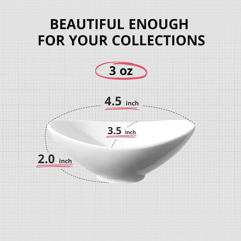 LIFVER Soy Sauce Dish Ceramic, Dipping Bowls, Serving Bowls for Side Dishes, Dip Bowls 3 Oz, Charcuterie Board Bowls Gravy Boat, Dipping Sauce Dish Porcelain, Set of 8, White