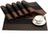 SHACOS Table Placemats Set of 6 with Table Runner Woven Vinyl Wipe Clean Heat Resistant Table Mats and Runner Set for Dining Table, Ombre Coffee Black
