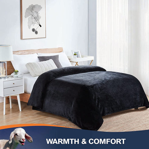 Walensee Fleece Blanket Plush Throw Fuzzy Lightweight (Queen Size 90x90 Black) Super Soft Microfiber Flannel Blankets for Couch, Bed, Sofa Ultra Luxurious Warm and Cozy for All Seasons