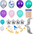 145 Pieces Mermaid Party Balloon Garland Kit, Mermaid Tail Balloon Garland Plush Fish Net Under The Sea Banner for Girls Mermaid Ocean Birthday Baby Shower Party Supplies Decorations