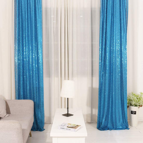 Trlyc 2FT by 8FT Christmas Turquoise Sequin Curtain Backdrop for Father'Day Wedding Party