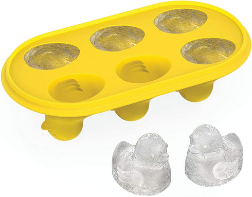 TrueZoo Quack the Ice Duck Ice Cube Tray, Novelty Animal Ice Mold, Large Ice Cube Mold, Makes 6 Ice Cubes, Duck Ice Tray, Yellow, Set of 1