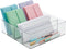 mDesign Plastic Divided Drawer Organizer Storage Bin for Home Office, Desk Drawer, Shelf, Cabinet - 4 Compartments, 12" Long + 32 Adhesive Labels - Clear