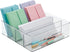mDesign Plastic Divided Drawer Organizer Storage Bin for Home Office, Desk Drawer, Shelf, Cabinet - 4 Compartments, 12" Long + 32 Adhesive Labels - Clear