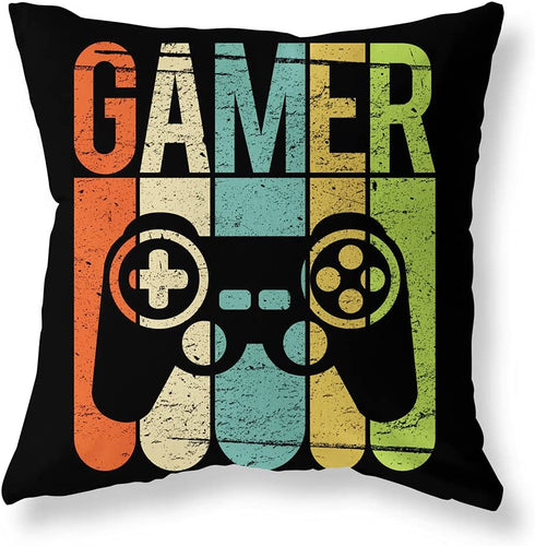 Mechanical Cattle Black Gaming Decorative Throw Pillow Covers Game Controller Linen Square Throw Pillow Cases for Couch Sofa Outdoor Playroom Bed Car Patio Boys Room Decor Pillow Covers 18x18 Set of 4