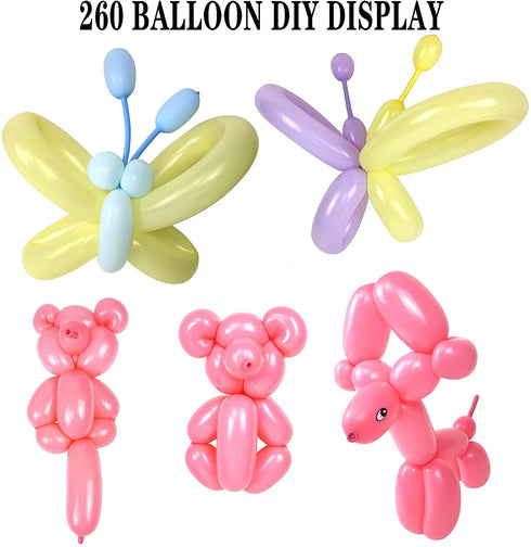 LXZFCRG 260 Balloons , Premium Long Balloons Latex Twisting Balloons for Birthday Wedding Festival Party Pastel Color Pack of 100