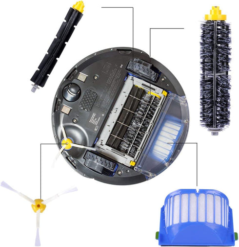 KEEPOW Replacement Accessories Kit for iRobot Roomba 600 Series 675 690 680 671 652 650 620 614 595 Vac Parts, 4 Hepa Filters,4 Side Brushes,1 Flexible Beater Brush,1 Bristle Brush,2 Cleaning Tool