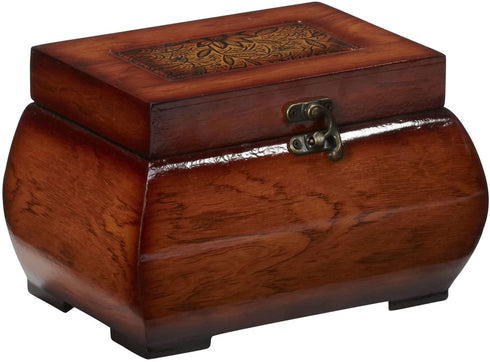 Nearly Natural 527 Decorative Lacquered Wood Chests, Set of 2,Brown,Small: 5.5w x 8.5d x 5.25h, Large: 8.25w x 11.25d x 6.5h