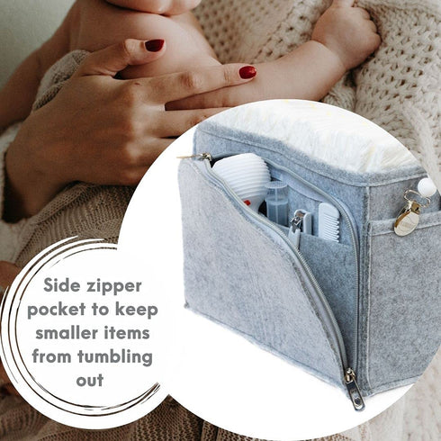 Diaper Caddy Organizer - Parenting Made Easy - Large Portable Diaper Organizer to Store All Baby™s Nursery Essentials To Go - Baby Diaper Caddy Organizer Bag With Zipper Pocket