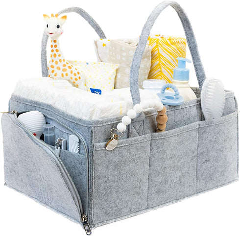 Diaper Caddy Organizer - Parenting Made Easy - Large Portable Diaper Organizer to Store All Baby™s Nursery Essentials To Go - Baby Diaper Caddy Organizer Bag With Zipper Pocket