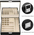 Oyydecor Two-Layer Pu Leather Jewelry Box Organizer Display Storage case Necklace Ring Earring Storage Lockable Gift Case Gifts for Women