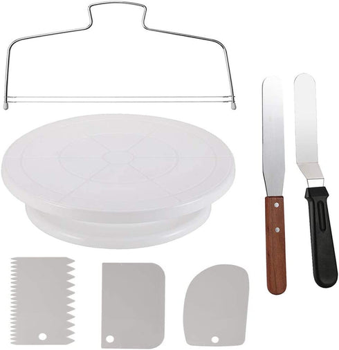 Cake Decorating Turntable,Cake Decorating Supplies with Decorating Comb/Icing Smoother(3pcs),2 Icing Spatula with Sided & Angled €¦