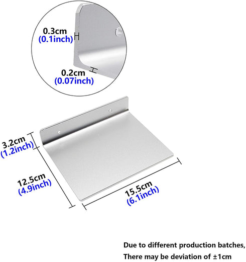 SinLoon 6 Inch Small Shelf in Flat Satin Aluminum Bathroom Shelf Wall Mount for Small Speaker Smartphone, Tablet, Toiletries Silver 2 Pack