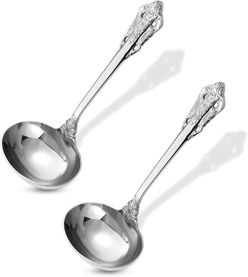 KEAWELL Gorgeous 1 oz. 18/10 Stainless Steel Gravy Ladle, 2 Pieces Silver Color Small Gravy Sauce Ladle for Stirring
