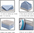 Fabric Storage Basket Set of 3, Foldable Linen Storage Box for Nursery and Home, Collapsible Canvas Shelf Basket for Wardrobe or Bedroom, Blue and White