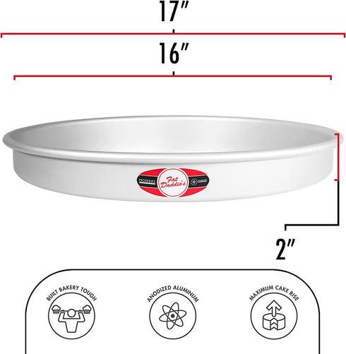Fat Daddio's Round Cake Pan, 16 x 2 Inch, Silver