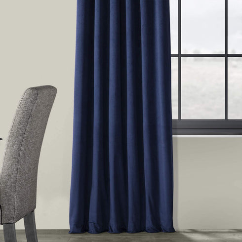 HPD Half Price Drapes VPCH-P Signature Blackout Velvet Curtain (1 Panel), 50 X 120, Union Blue