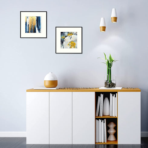 AUEAR, 12x12 Aluminum Wall Mounting Photo Frame with Ivory Mat for 8x8 Pictures Includes Sawtooth Hangers, Spring Clips Real Glass (Black)