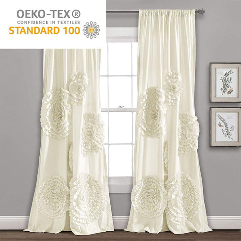 Lush Decor, Ivory Serena Window Panel for Living, Dining Room, Bedroom (Single Curtain), 84 x 54 L