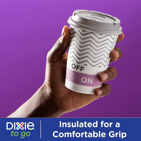 Dixie To Go Coffee Cups and Lids, 12 Oz, 26 Count, Assorted Designs, Disposable Hot Beverage Cups & Lids