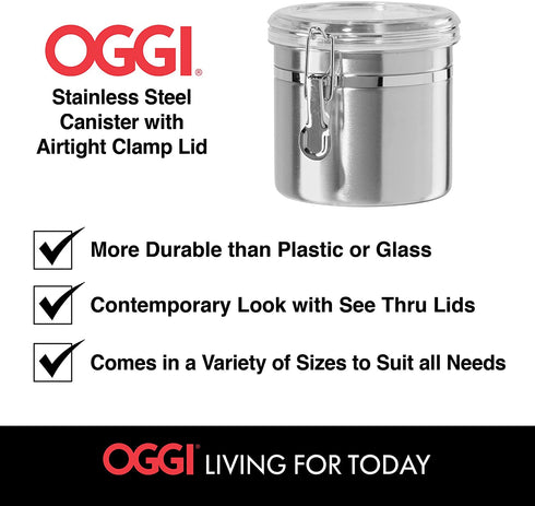 Oggi Food Storage Container, 36-Ounce, Stainless Steel