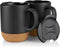 Ceramic Coffee Mugs with Lid, ALELION 13 oz Coffee Mug Set with Cork Bottom and Spill-resistant Lid, Christmas Coffee Mugs Gift Set for Women Men, Comfortable Handle for Home and Office, Black,2Pcs