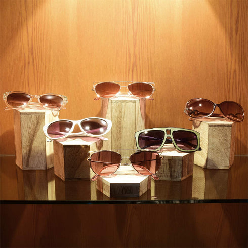 Mooca Wooden 6 Pcs Hexagon Risers for Display Jewelry and Accessories Display Stand, Wooden Display Risers, Wood Jewelry Risers Wood Figurine Display Risers, Oak