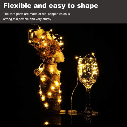 20 Pack Each 30 LED Fairy Lights Battery Operated,5ft Silver Wire Warm White Mason Jar Lights,Firefly Mini Led String Lights for Mason Jars Party Crafts Wedding Décor