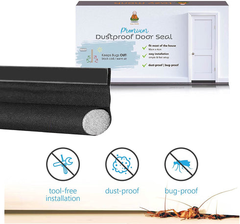 Lazy Monk Foam Door Draft Stopper 32 - 36 Inch Bottom Gap Filler One Sided, Under Door Breeze Blocker Weather Strip Cold Warm Air Wind Insulator Seal, Sliding Door Noise Reduction Sound Proof Cover