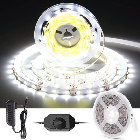 White LED Strip Light, Dimmable 12 Volt LED Light Strip White, 6000K Daylight Super Bright LED Tape Lighting, for Bedroom, Kitchen, Closet, Under Cabinet, Vanity Mirror, Indoor Only, CT Capetronix