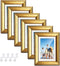 TWING 5x7 Gold Picture Frames Set of 6, Gold Frames Display Pictures 4x6 with Mat or 5x7 Without Mat, Tabletop Display and Wall Mounting Home Decorative Photo Frames, Set for Wall Gallery