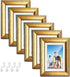 TWING 5x7 Gold Picture Frames Set of 6, Gold Frames Display Pictures 4x6 with Mat or 5x7 Without Mat, Tabletop Display and Wall Mounting Home Decorative Photo Frames, Set for Wall Gallery