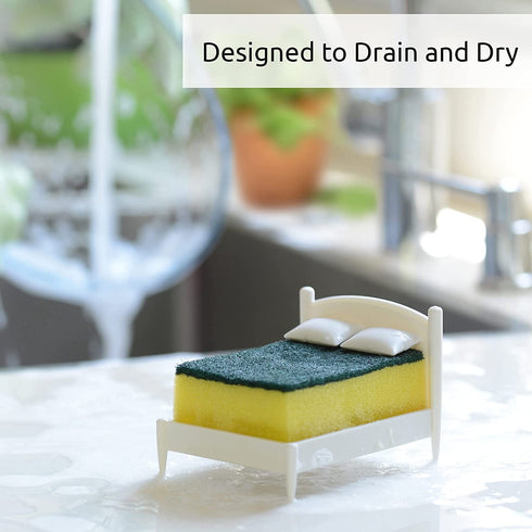 OTOTO Clean Dreams Kitchen Sponge Holder - Plastic Dish Sponge Holder for Kitchen Sink, Fits Any Standard Size Scrubby - Kitchen Sink Organizer, Decor, and Unique Gift Idea - Sponge Included