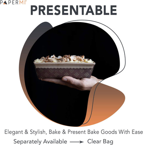 Paper Loaf Pan, Disposable Paper Baking Loft Mold 25ct, All Natural, Recyclable, Microwave Oven Freezer Safe, Providing Beautiful Display for Baked Goods (6"x 2.5"x2")