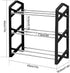 NiHome 3-Tier Shoe Rack Multifunctional Sturdy Steel Organizer Compact Small Size Lightweight 6 Pairs Footwear Freestanding Shelf for Closet Hallway Entryway Living Room Bedroom X Shape Frames (Black)