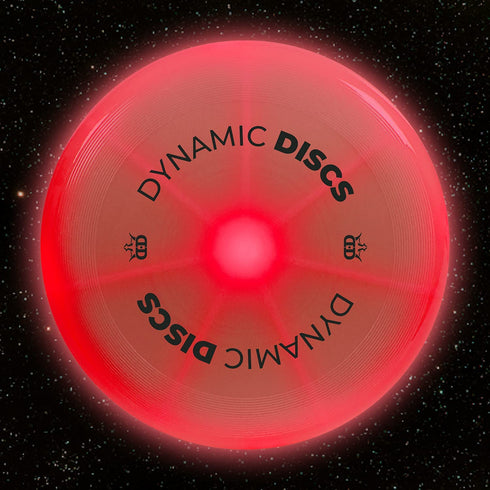 Dynamic Discs Night Glider LED Catch Flying Disc | 175g Glow in The Dark Catch Disc | Light-up Easy to Throw Ultimate Disc | Great for Backyard Games and Tailgating (Red)