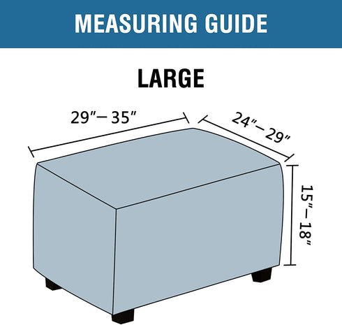 Ottoman Cover Slipcover Rectangle Fit Length 29"-34" Footrest Sofa Slipcovers Stool Cover Footstool Protector Covers Feature Stretch Thick Soft Jacquard Fabric Removable Washable - Natural